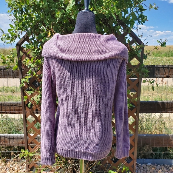 Lulus Daveny Dusty Lavender Off-the-Shoulder Knit Sweater Women's Size Small EUC - Picture 13 of 16